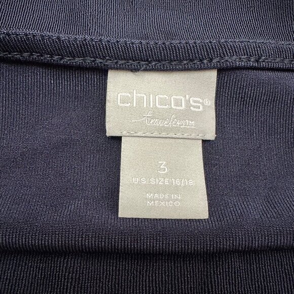 Chico's Shirt Size 3 XL Navy Blue Traveler Classic Side-Slit Tank India Ink - Picture 5 of 10